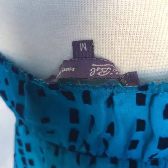 Blue silk blouse size medium with beads - Picture 6 of 12